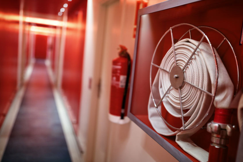 fire safety equipment in a room 