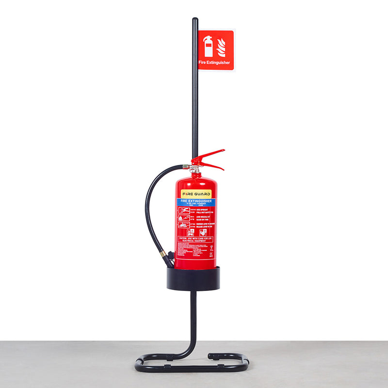 fire extinguisher stand with signage of fire extinguisher - fire guard