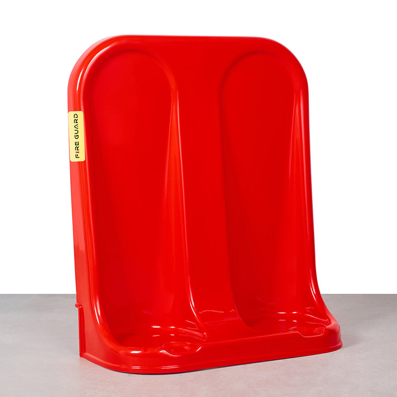 A red fibreglass double fire extinguisher stand - fire guard