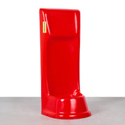 A red fibreglass fire extinguisher stand designed to hold a single fire extinguisher - fire guard