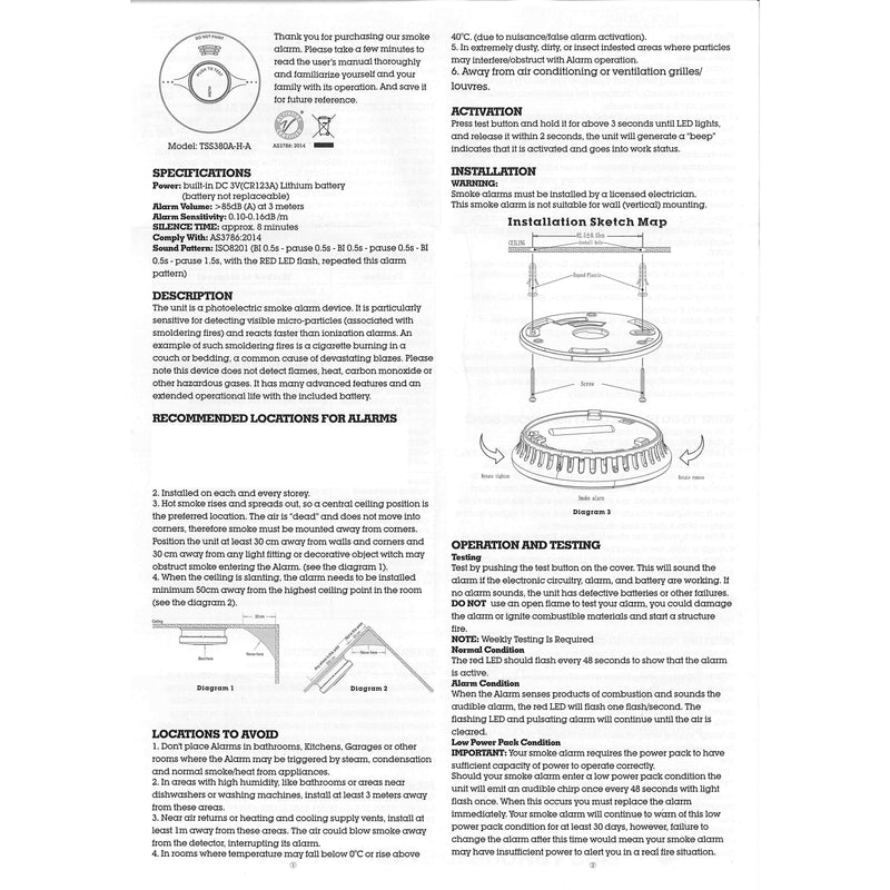home fire alarm device 10 years manual