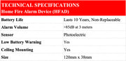 home fire alarm device 10 years - technical specifications - fire guard
