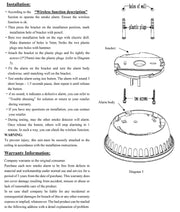 Instruction manual page for a smoke alarm, showing installation steps with a diagram of the alarm body, bracket, and mounting holes, along with warranty information