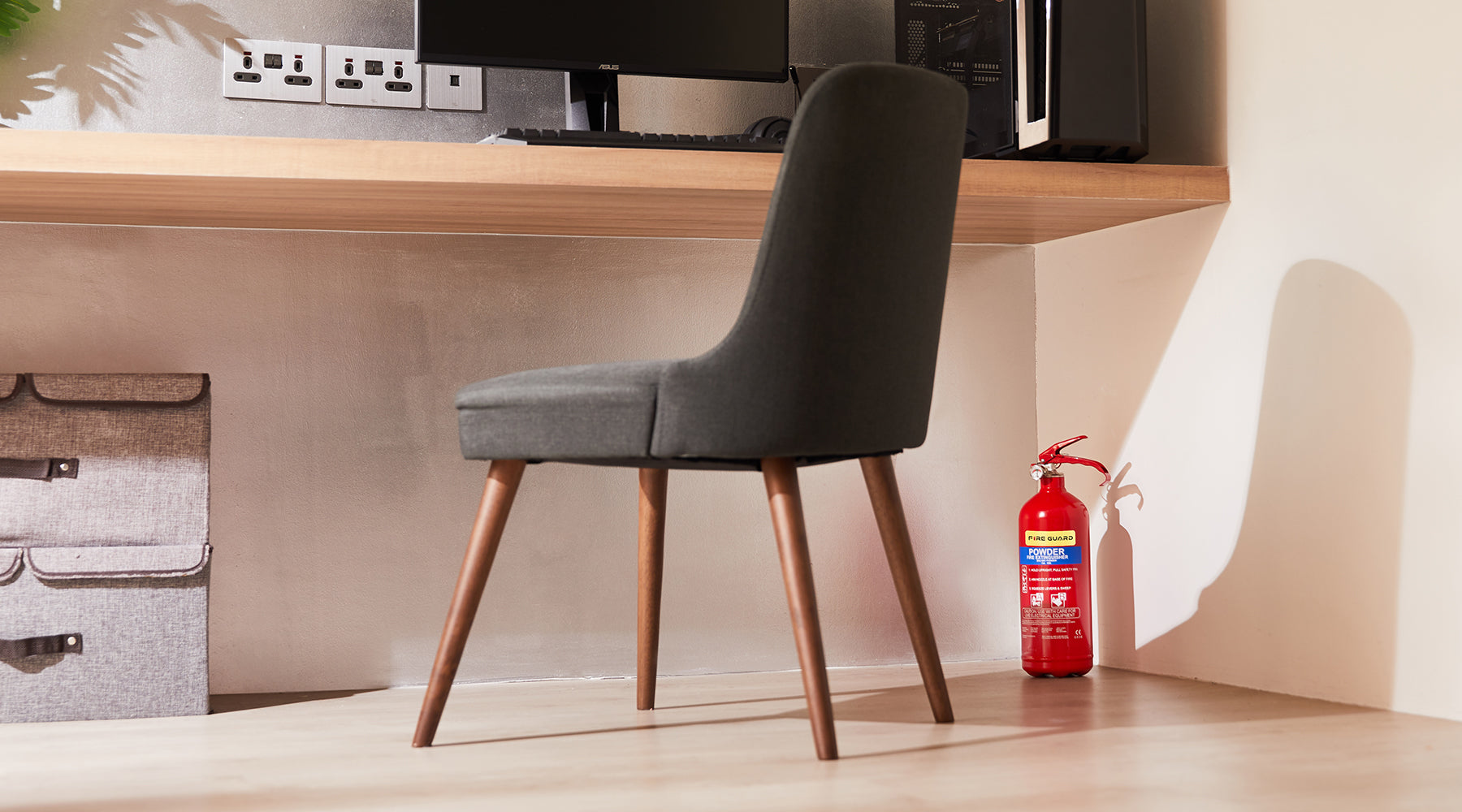 fire extinguisher in a room 